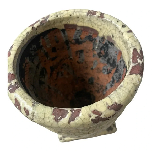 Roy and Gil Cream Ceramic Rustic Planter Goblet - Picture 2 of 4